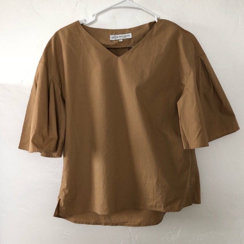 B:Ming // cotton camel top w puff sleeves